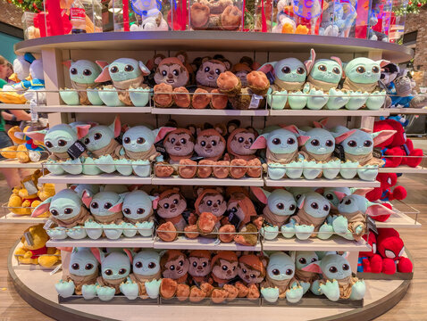 Disney Yoda and Ewok Plush Toys in a shop display