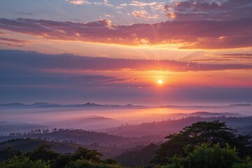 Fototapeta premium Glorious Sunrise Painting the Horizon with Beautiful Hues and Light