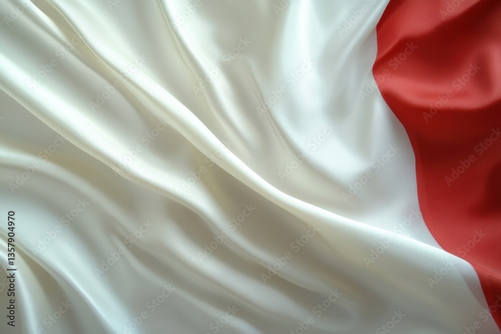 Poster national flag waves gracefully in the wind against a minimalistic background with soft natural light
