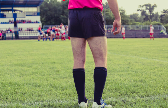 Rugby referee Watching the match