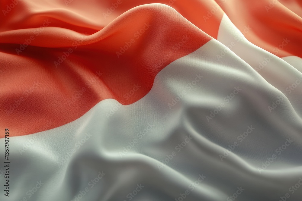 Aufkleber National flag waving gracefully in the wind with soft lighting highlighting the fabric texture and elegant design Generative AI