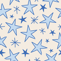 Fototapeta premium Blue Stars Pattern Stars Background