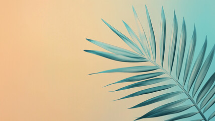 Obraz premium グラデーション背景に描かれたミニマルなヤシの葉アート