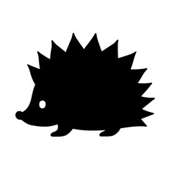 Minimalist black silhouette of a curled-up hedgehog with rounded spikes
