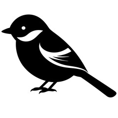 chickadee bird black silhouette vector, Simple silhouette Design vector icon with white background. Wild bird