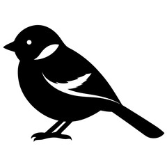 chickadee bird black silhouette vector, Simple silhouette Design vector icon with white background. Wild bird
