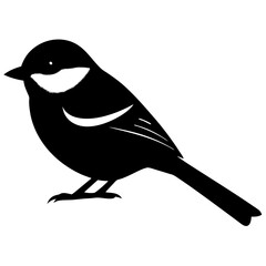 chickadee bird black silhouette vector, Simple silhouette Design vector icon with white background. Wild bird © Arnob