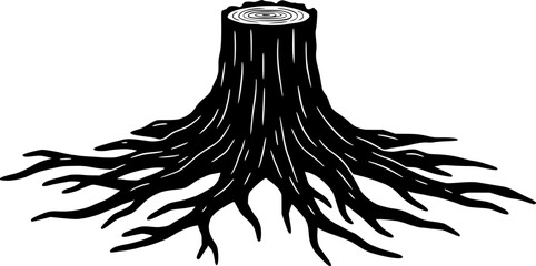 Fototapeta premium Tree stump black silhouette,Tree stump vector 