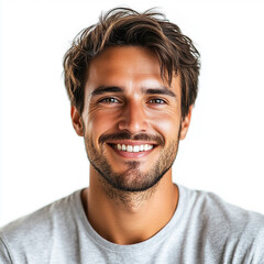 Fototapeta premium Young man smiling with confidence against plain background