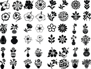 Flowers silhouette, vector images Retro nature icon set Set of roses silhouettes. Rose icon Set of roses silhouettes. Rose icon simple flower icons. incredible flower icons art. simple flower vecto
  