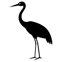 crane bird black silhouette vector, Simple silhouette Design vector icon with white background. Wild bird