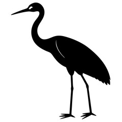 Obraz premium crane bird black silhouette vector, Simple silhouette Design vector icon with white background. Wild bird