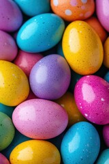 Brightly colored Easter eggs in various shades fill the space with a lively spirit, signaling the arrival of spring celebrations and family fun Generative AI