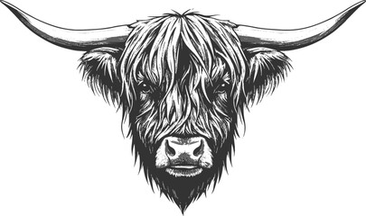 Highland Cattle head vector silhouette
