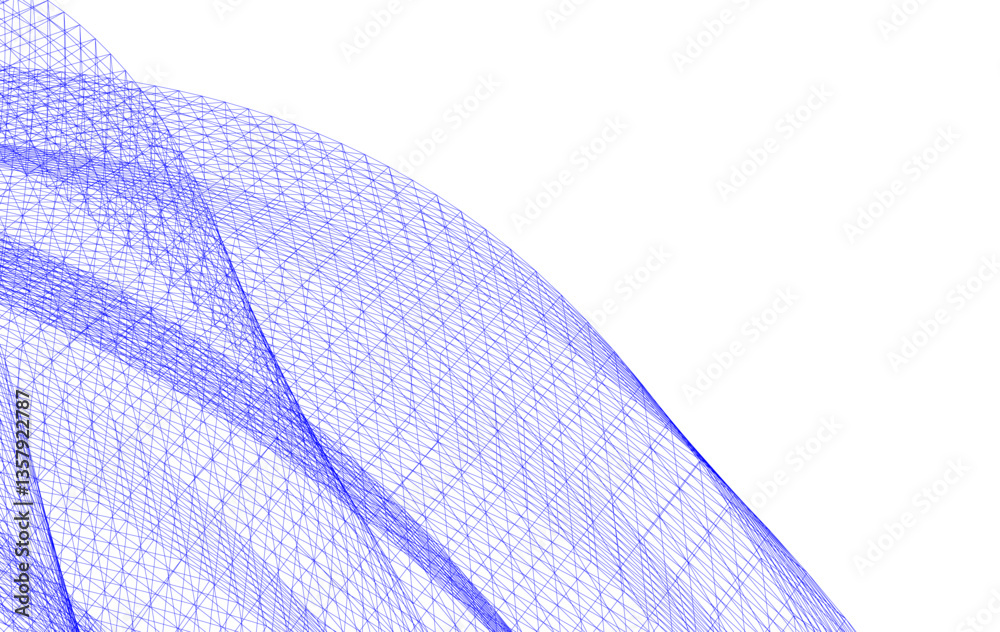 Poster abstract wireframe flow - dynamic curved mesh lines - vector illustration