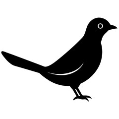 cuckoo bird black silhouette vector, Simple silhouette Design vector icon with white background. Wild bird