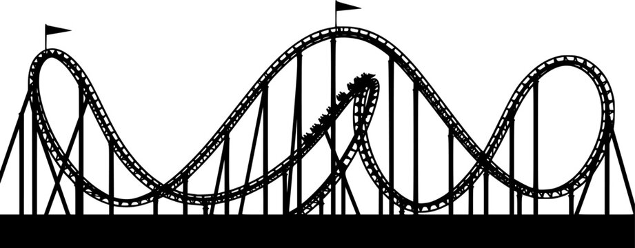 Rollercoaster silhouette vector. Rollercoaster Black flat icon illustration

