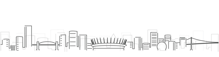 Vancouver Simple Dark Lines Skyline on White Background