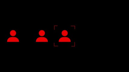 Abstract target icon neon animation on a black background Human resource and recruitment for business Shooting Target Icon. Target icon targeting a man icon animation