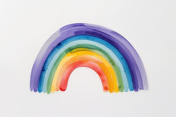 Fototapeta premium Bright Isolated Watercolor Rainbow on Clean White Background