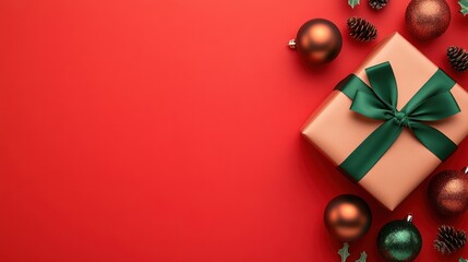 Elegant Christmas Gift with Ornaments and Cones