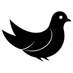 Dove bird black silhouette vector, Simple silhouette Design vector icon with white background. Wild bird