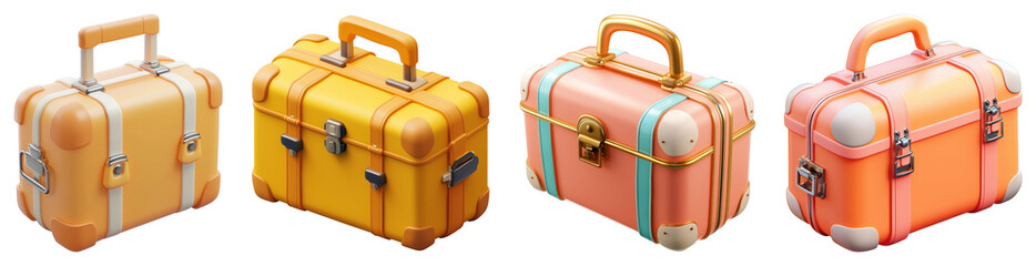 A 3D suitcase icon with a transparent background, representing the essential companion for travelers.