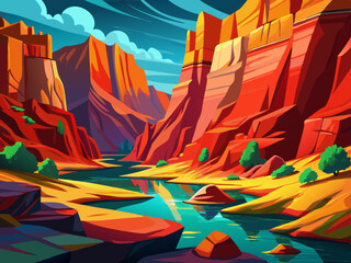 Obraz premium vector of colorful red rocks of a gorge in arizona
