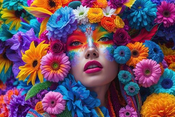 Vibrant Colorful Tapestry: A Lively Fusion of Shades and Expressive Artistry