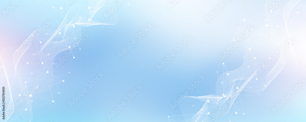 Fototapete Global network connection banner design template idea. Header social network communication in the global business concept. Internet technology. Big data visualization. Vector illustration