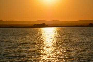 sunset over the river