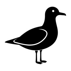 gull bird black silhouette vector, Simple silhouette Design vector icon with white background. Wild bird