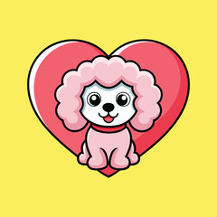 Cute Poodle Heart Love Cartoon