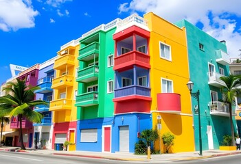 Colorful apartment building in Puerto Vallarta, Mexico.