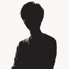 Silhouette of a Person in Shadowy Profile - Black and White Illustration Art