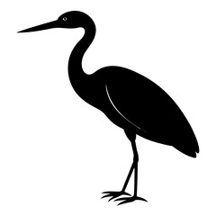 heron bird black silhouette vector, Simple silhouette Design vector icon with white background. Wild bird