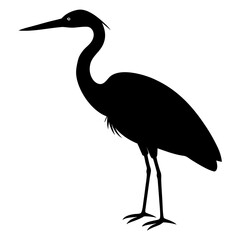 Fototapeta premium heron bird black silhouette vector, Simple silhouette Design vector icon with white background. Wild bird