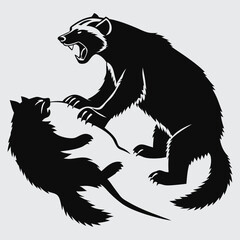 A  hare escaping from a snowy owl image silhouette design vector art and illustration