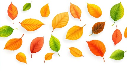 Obraz premium Colorful Autumn Leaves Falling Gently Down