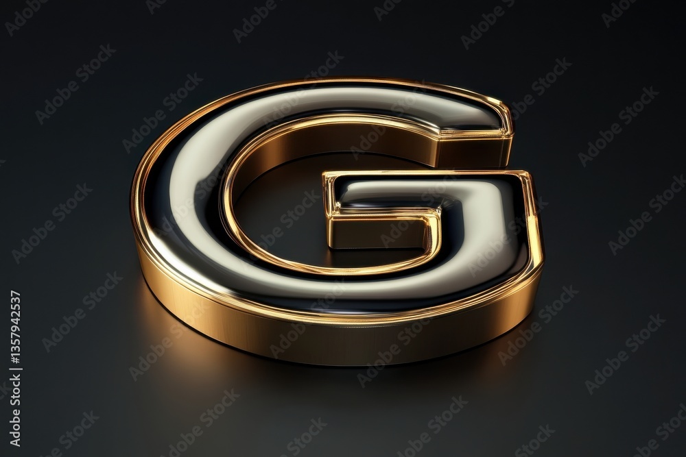 Poster shiny metallic letter g displayed on a dark surface in a creative and artistic arrangement