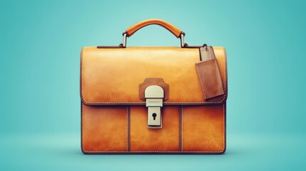 Classic Leather Briefcase on a Solid Background for Professional and Business Themes