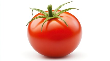 A Single Ripe Red Tomato Isolated on White