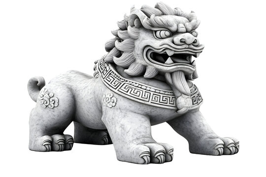 Isolated Transparent Statue Of A Fu Lion Stone Guardian Animal Beast