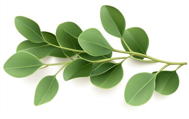 Fototapeta premium Lush Green Eucalyptus Branch with Oval Leaves