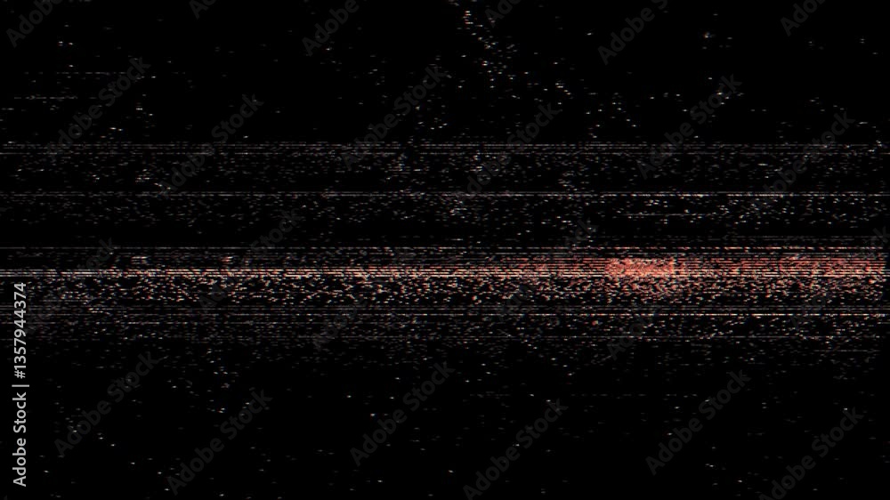 Poster digital glitch noise animation. black background. pixel vhs distortion effect. vcr tape. glitch art.