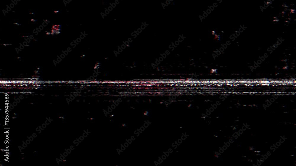 Poster digital glitch noise animation. black background. pixel vhs distortion effect. vcr tape. glitch art.