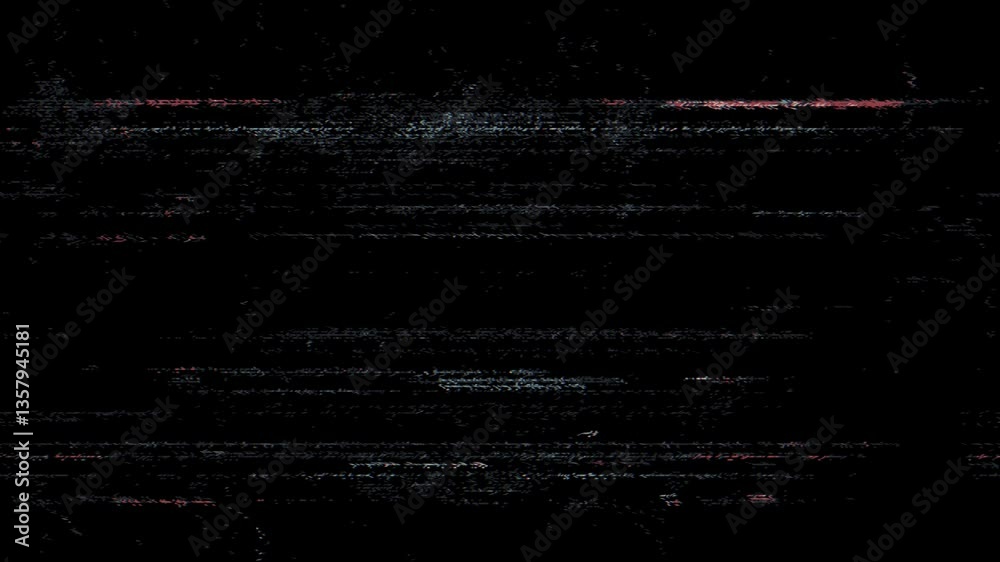 Poster digital glitch noise animation. black background. pixel vhs distortion effect. vcr tape. glitch art.