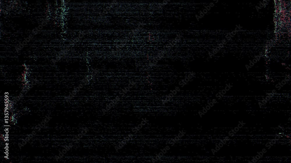 Poster digital glitch noise animation. black background. pixel vhs distortion effect. vcr tape. glitch art.