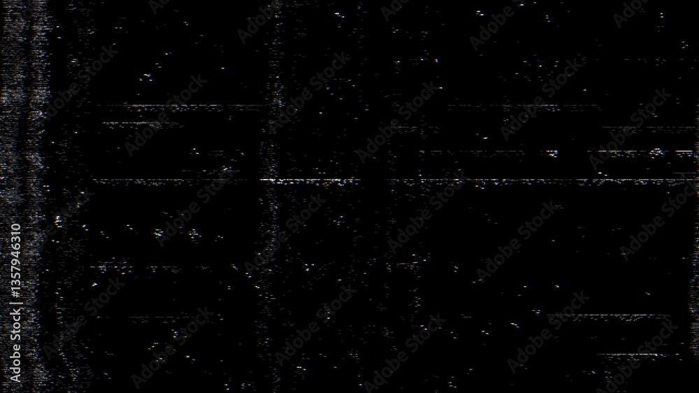 Aufkleber digital glitch noise animation. black background. pixel vhs distortion effect. vcr tape. glitch art.