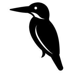 kingfisher bird black silhouette vector, Simple silhouette Design vector icon with white background. Wild bird